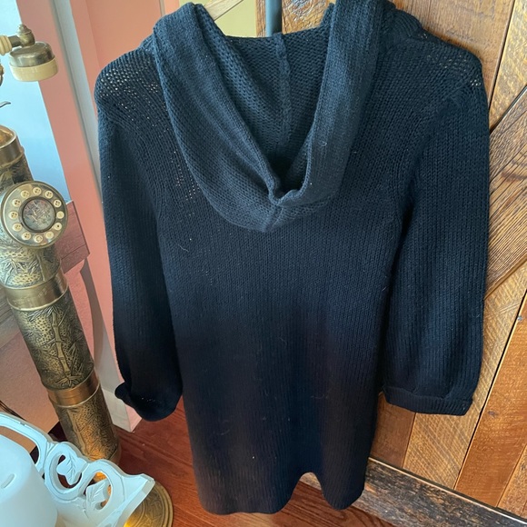 Red Paint button down hooded tunic sweater - Picture 3 of 4